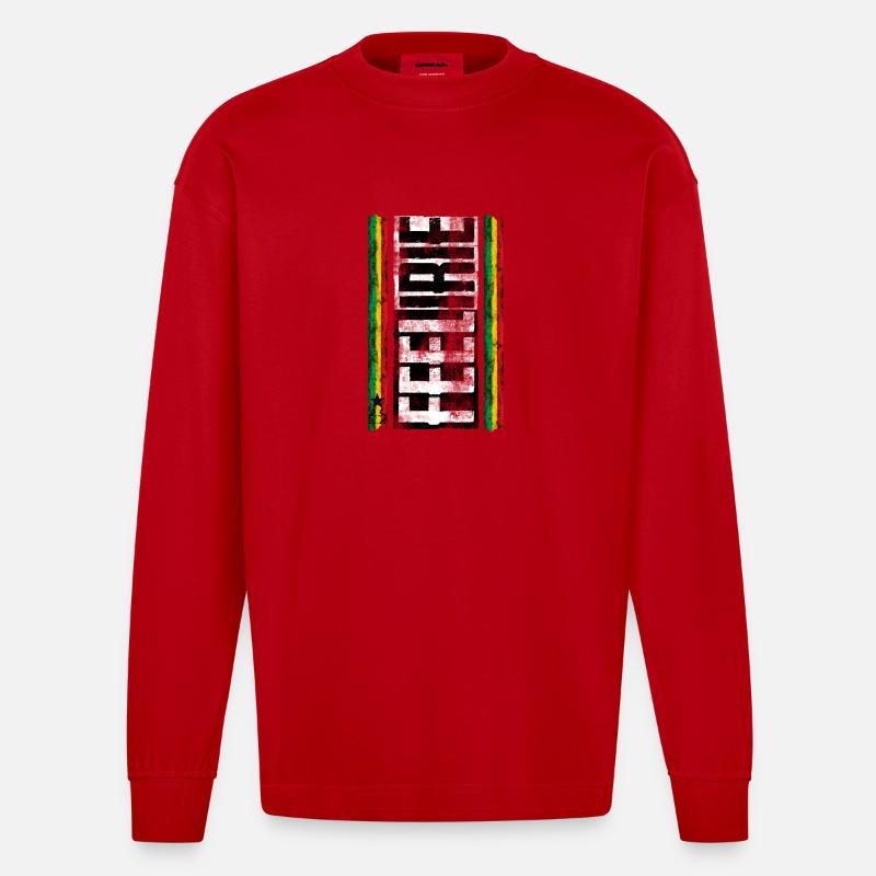 feel irie reggae 2 - Heavyweight Oversized Organic Langarmshirt Made in EU - Rot