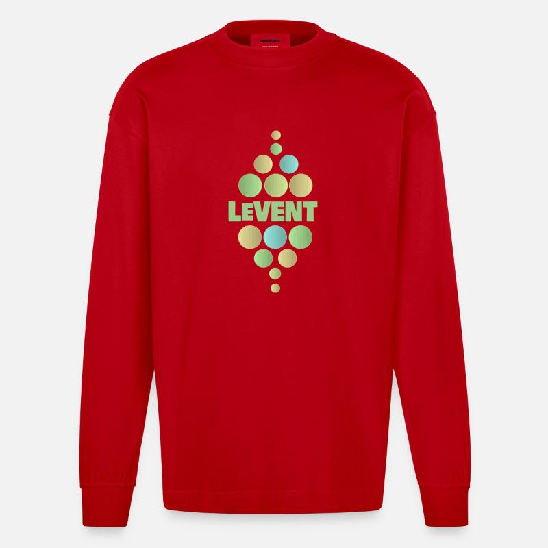Pastell Dotenpyramide LEVENT - Heavyweight Oversized Organic Langarmshirt Made in EU - Rot
