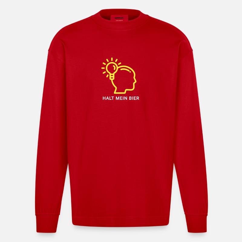Innovatives Denk-Design mit Lichtsymbol - Heavyweight Oversized Organic Langarmshirt Made in EU - Rot