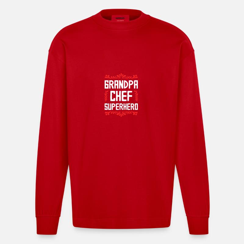 Opa Chef Superheld - Heavyweight Oversized Organic Langarmshirt Made in EU - Rot