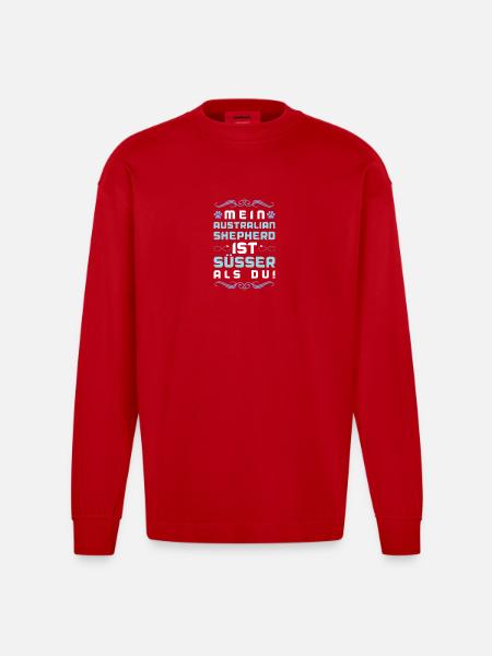 australischer shäferhund hund spruch - Heavyweight Oversized Organic Langarmshirt Made in EU - Rot