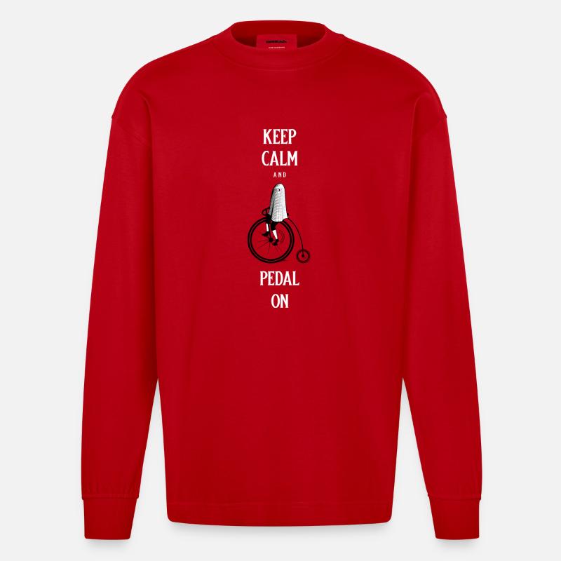 Keep Calm and Pedal on - Heavyweight Oversized Organic Langarmshirt Made in EU - Rot