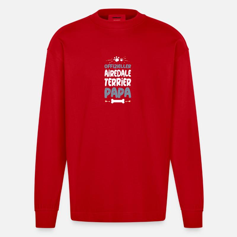 Offizieller Airedale Terrier Papa - Heavyweight Oversized Organic Langarmshirt Made in EU - Rot