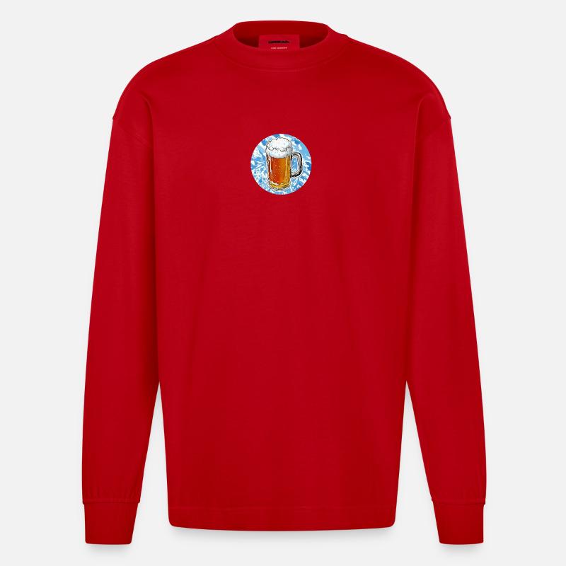 Bier - Heavyweight Oversized Organic Langarmshirt Made in EU - Rot