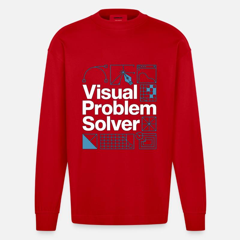 Graphiste Problème visuel Designer créatif - Manches longues bio épais oversize fabriqué en UE - rouge