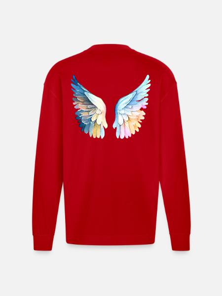 Ailes d'Ange Pastel Angelwings - Heavyweight Oversized Organic Longsleeve Shirt Made in EU - red