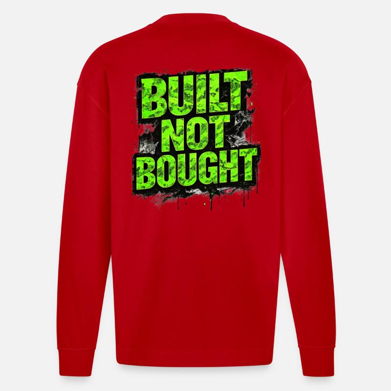 Built Not Bought Auto Tuning Statement - Heavyweight Oversized Organic Langarmshirt Made in EU - Rot