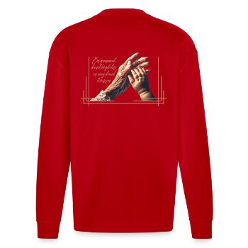 Ein alter Hase führt, ein junger Mann vertraut - Heavyweight Oversized Organic Langarmshirt Made in EU - Rot - Hinten