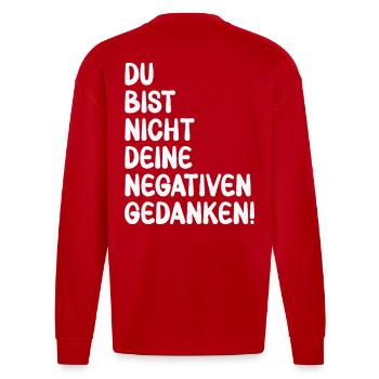 Motivation Spruch Positives Denken - Heavyweight Oversized Organic Langarmshirt Made in EU - Rot - Hinten