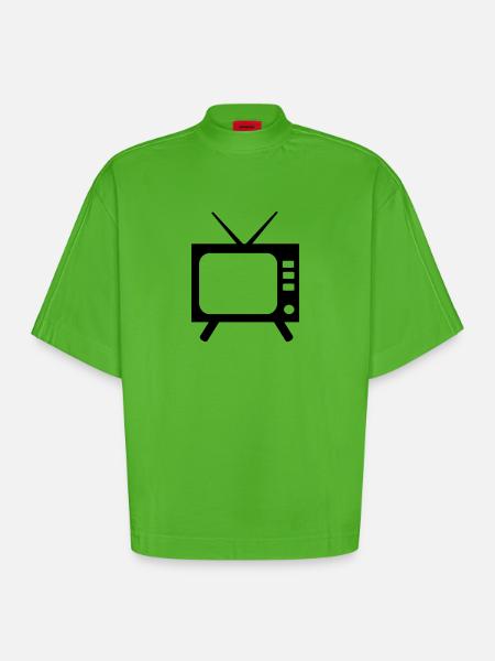 TV - Heavyweight Oversized Organic Boxy T-Shirt Made in EU - Apple Neon