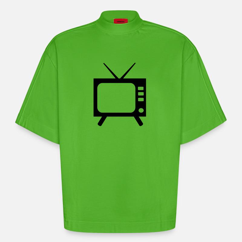 TV - téléviseur - T-shirt bio épais oversize Boxy fabriqué en UE - Apple Neon