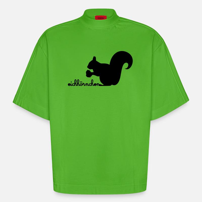 Eichhörnchen mit Eichel - Heavyweight Oversized Organic Boxy T-Shirt Made in EU - Apple Neon