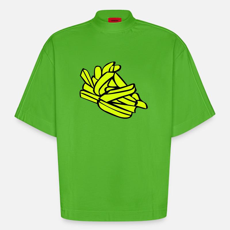 Pommes frites oder Chips - Heavyweight Oversized Organic Boxy T-Shirt Made in EU - Apple Neon