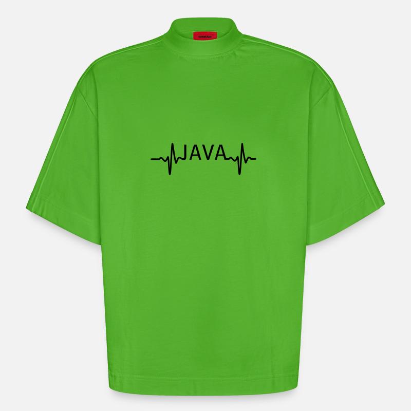 Heartbeat JAVA - T-shirt bio épais oversize Boxy fabriqué en UE - Apple Neon