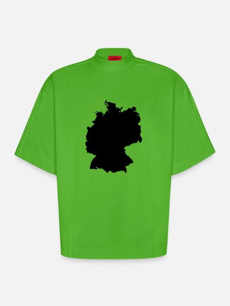 Germany, outlined, shade, outline, Germany, - Heavyweight Oversized Organic Boxy T-Shirt Made in EU - Apple Neon