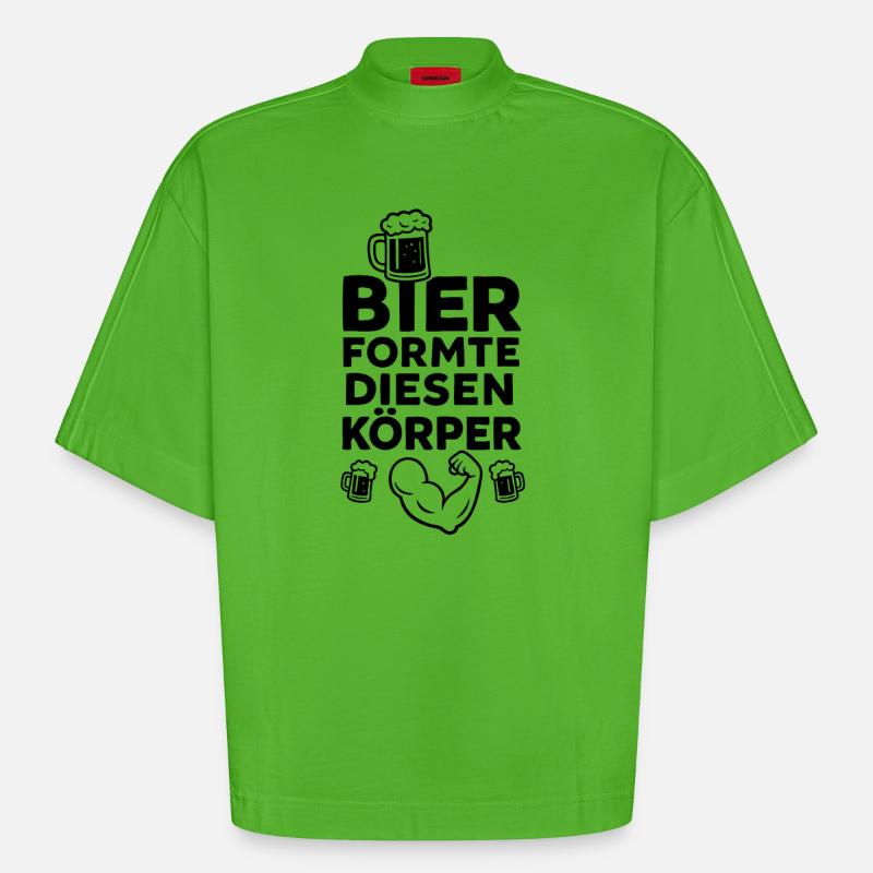 Bier formte diesen Körper - Heavyweight Oversized Organic Boxy T-Shirt Made in EU - Apple Neon