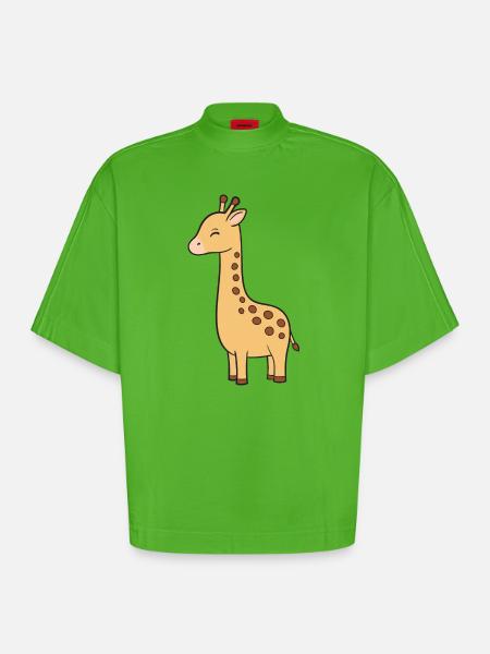Girafe - T-shirt bio épais oversize Boxy fabriqué en UE - Apple Neon