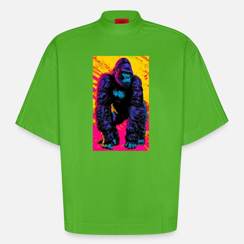 gorille - T-shirt bio épais oversize Boxy fabriqué en UE - Apple Neon