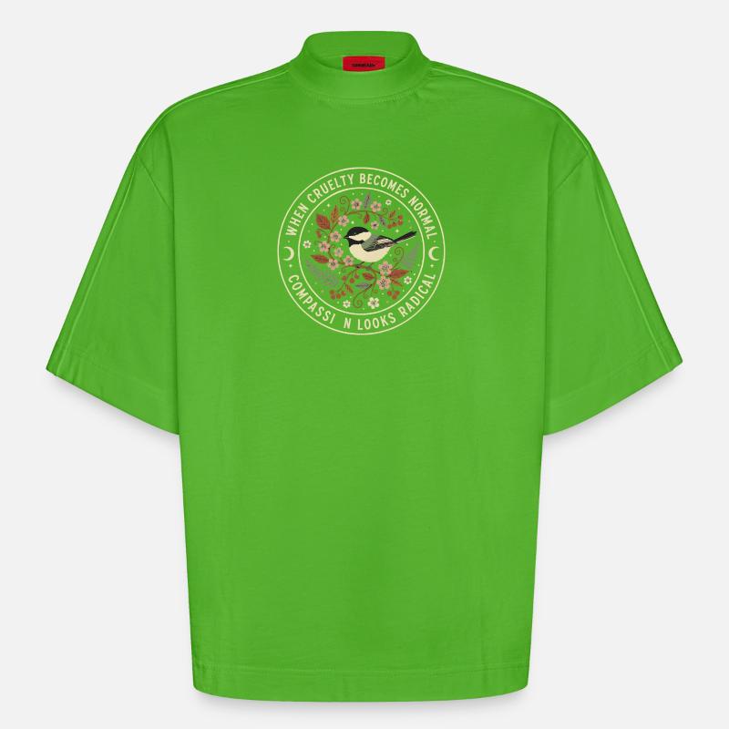 Moral Compass: Commitment to Cruelty - Heavyweight Oversized Organic Boxy T-Shirt Made in EU - Apple Neon