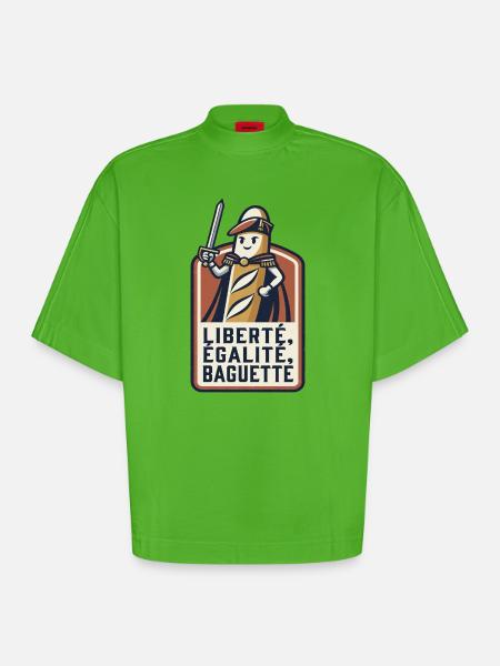 La baguette patriote 🇫🇷 - T-shirt bio épais oversize Boxy fabriqué en UE - Apple Neon