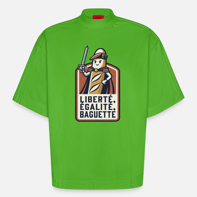 La baguette patriote 🇫🇷 - T-shirt bio épais oversize Boxy fabriqué en UE - Apple Neon