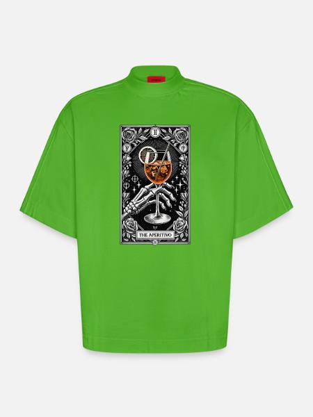 The Aperitivo (Spritz) – Mystic Tarot Card - Heavyweight Oversized Organic Boxy T-Shirt Made in EU - Apple Neon