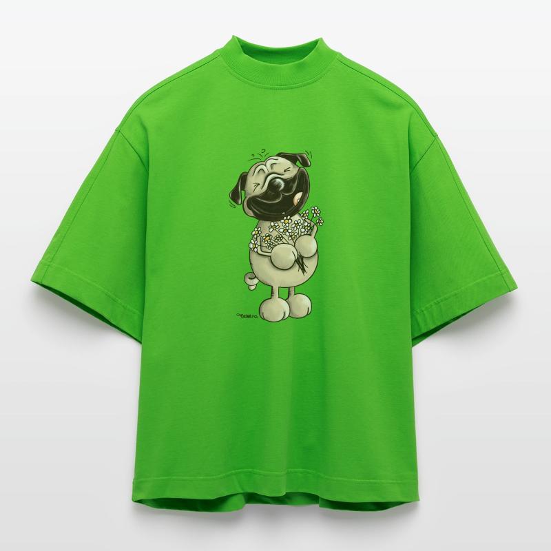 Süßer Mops - Möpse - Mopsfideler Mops - Geschenk Heavyweight Oversized Organic Boxy T-Shirt Made in EU