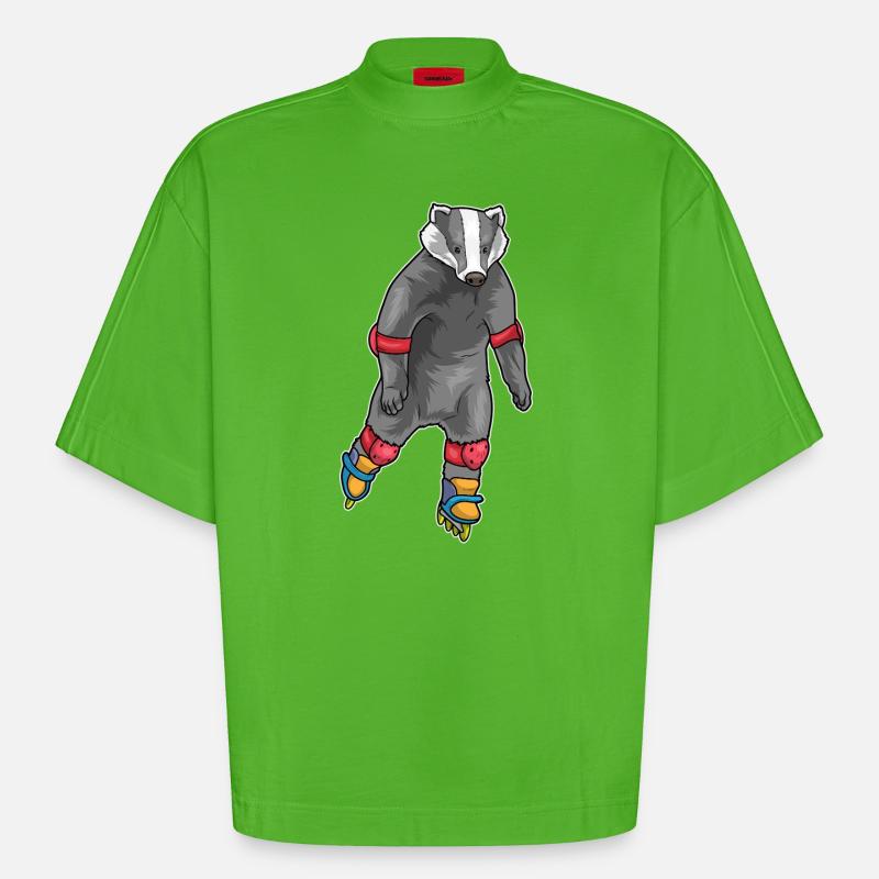 Dachs Inline skating Inline skates - Heavyweight Oversized Organic Boxy T-Shirt Made in EU - Apple Neon