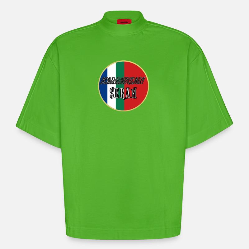 Emblème de Kamarian Seram - T-shirt bio épais oversize Boxy fabriqué en UE - Apple Neon