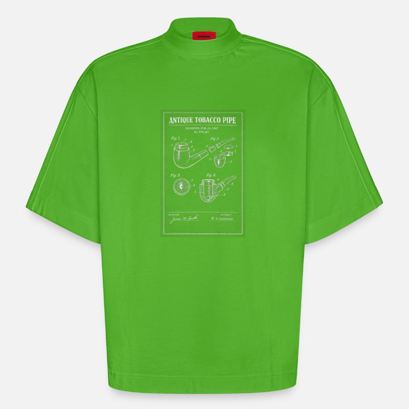 Plan de pipe à tabac ancienne - T-shirt bio épais oversize Boxy fabriqué en UE - Apple Neon