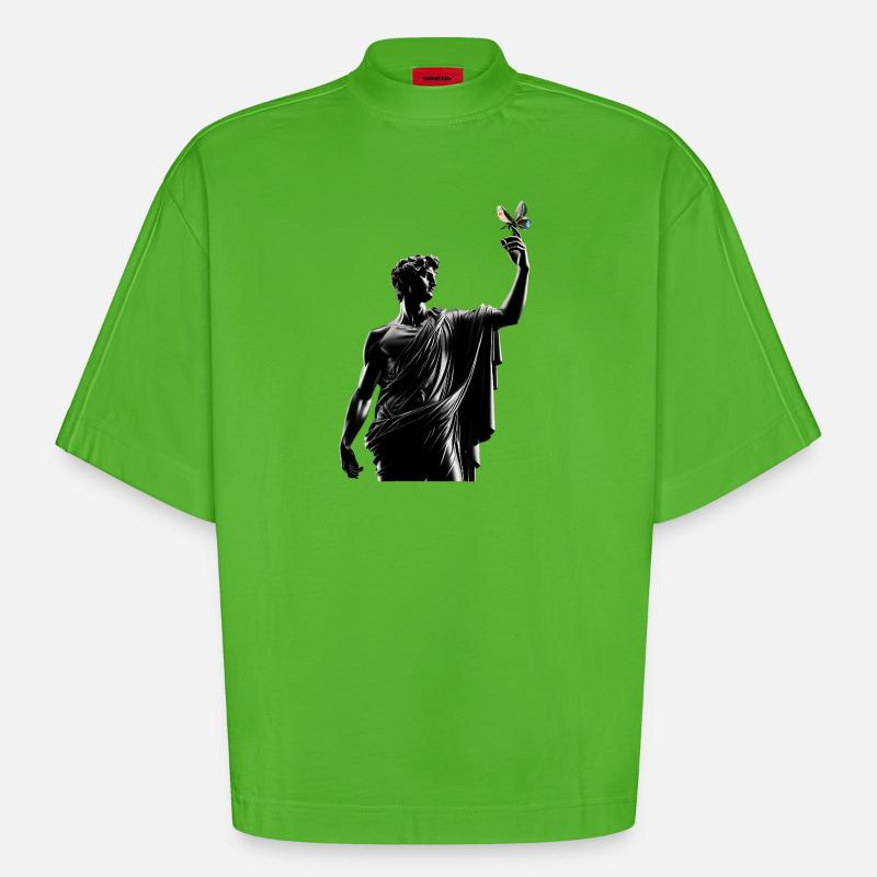 Pose davidique avec le papillon - T-shirt bio épais oversize Boxy fabriqué en UE - Apple Neon