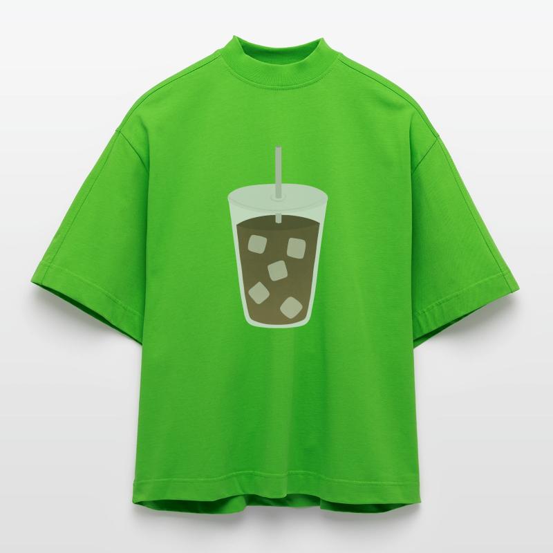 Iced Coffee Cube Pattern Heavyweight Oversized Organic Boxy T-Shirt Made in EU
