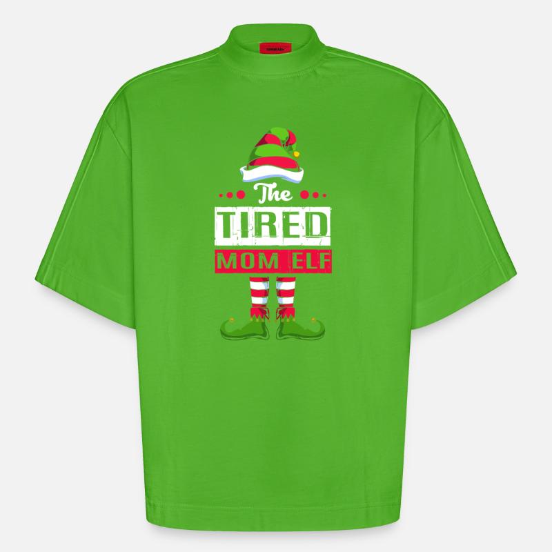 Elfe Elf Weihnachtsgeschenk Mutter Mama - Heavyweight Oversized Organic Boxy T-Shirt Made in EU - Apple Neon