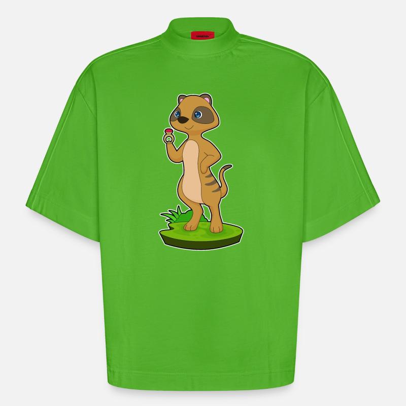 Erdmännchen Ring - Heavyweight Oversized Organic Boxy T-Shirt Made in EU - Apple Neon