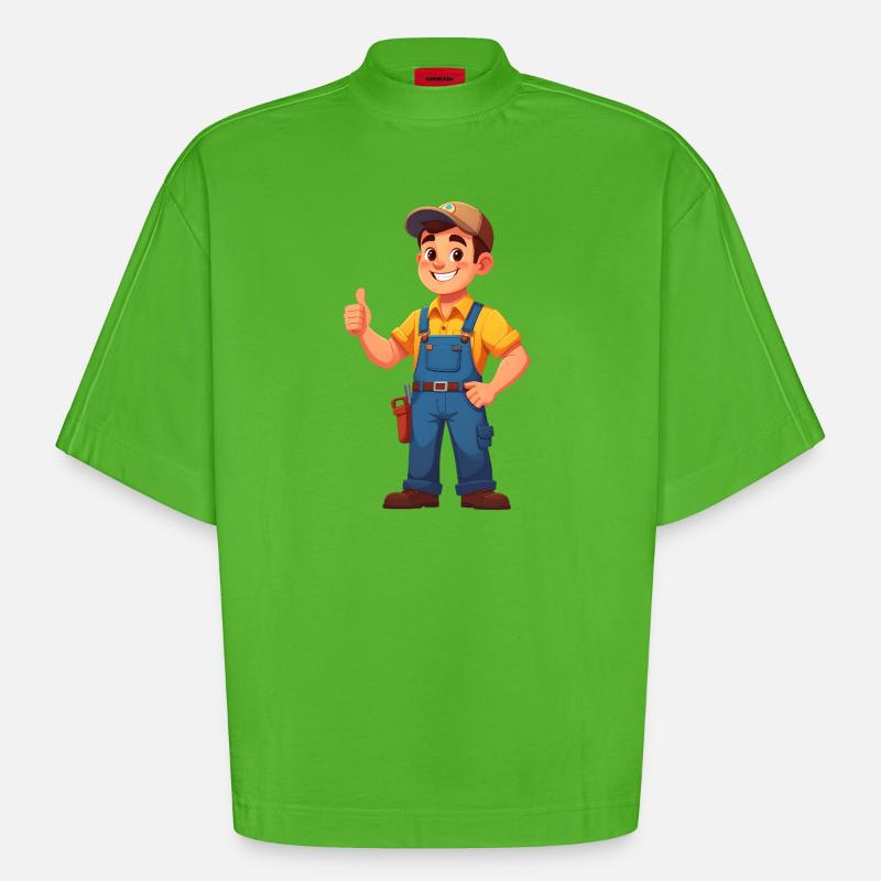 Mechaniker oder Handwerker - Heavyweight Oversized Organic Boxy T-Shirt Made in EU - Apple Neon