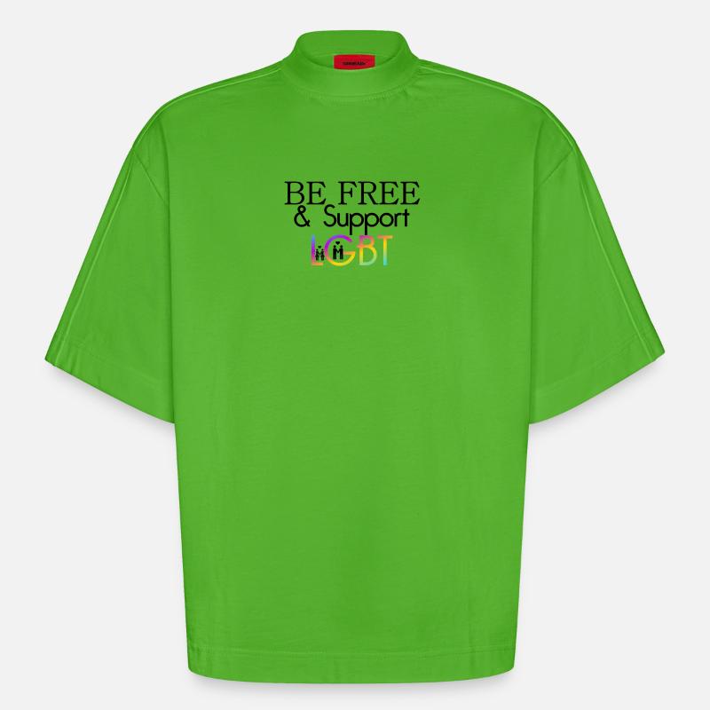 Be Free & Support LGBT Geschenk - Heavyweight Oversized Organic Boxy T-Shirt Made in EU - Apple Neon