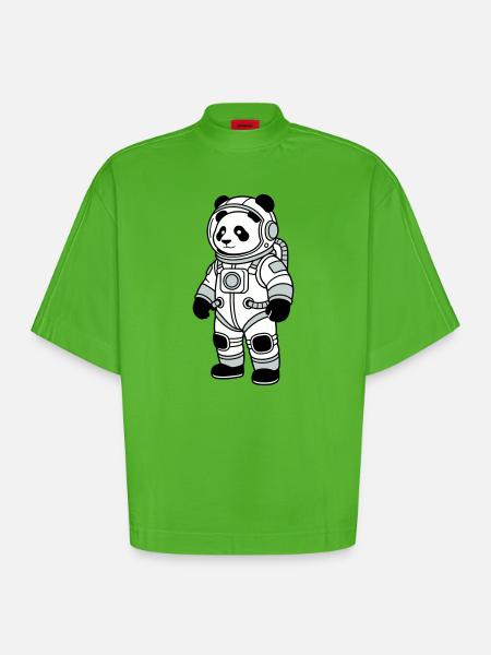 Combinaison spatiale panda bear - T-shirt bio épais oversize Boxy fabriqué en UE - Apple Neon