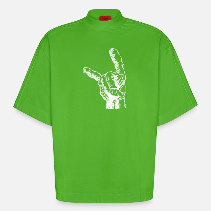 La main de Headbanger - T-shirt bio épais oversize Boxy fabriqué en UE - Apple Neon