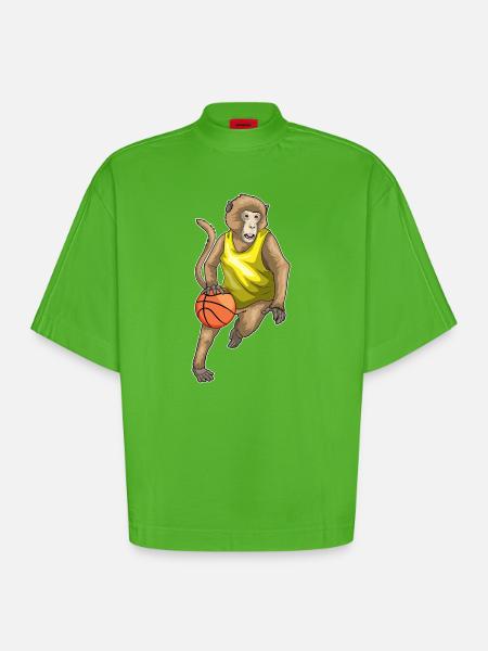Singe Basketteur Basketteur - T-shirt bio épais oversize Boxy fabriqué en UE - Apple Neon