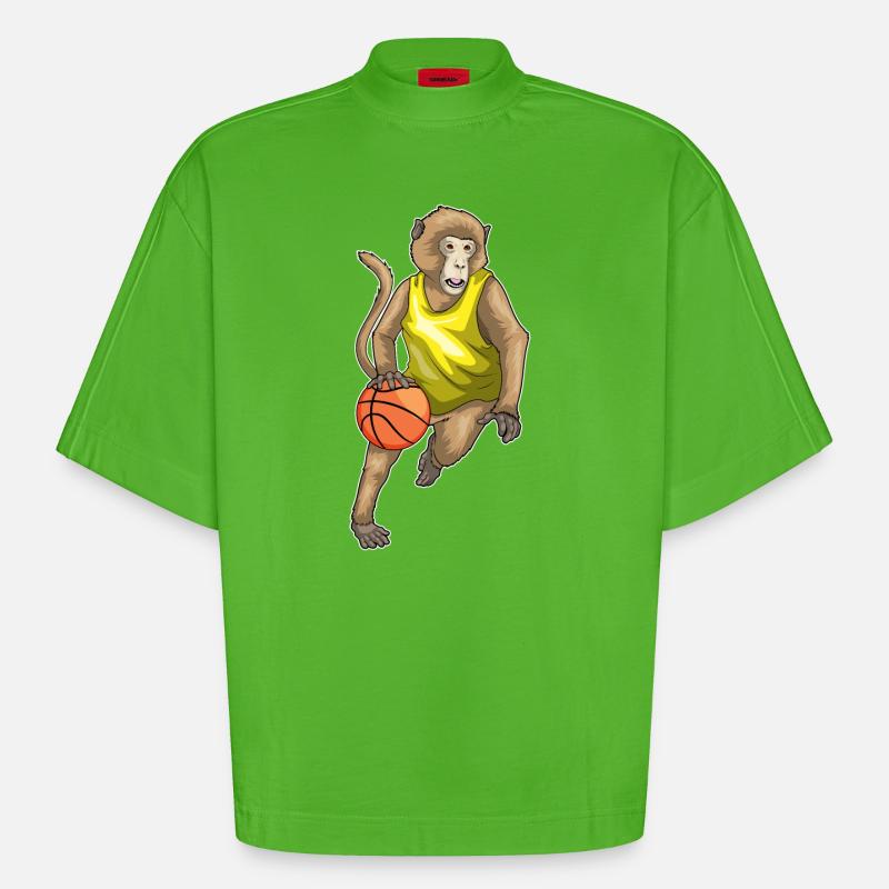 Singe Basketteur Basketteur - T-shirt bio épais oversize Boxy fabriqué en UE - Apple Neon