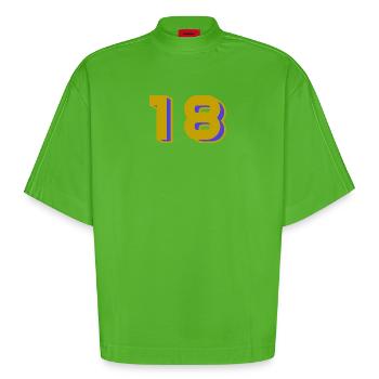 18. 18 ANS. 18e ANNIVERSAIRE. ANNIVERSAIRE 18 ANS. - T-shirt bio épais oversize Boxy fabriqué en UE - Apple Neon - Devant
