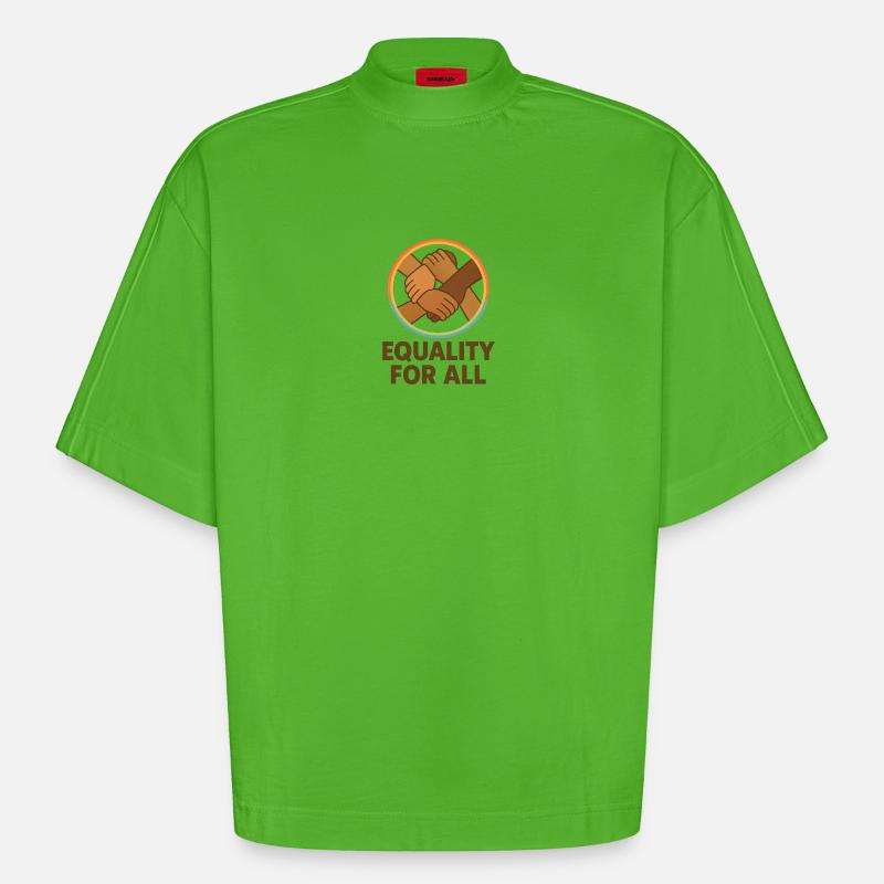 Unity Hands Conception de l’emblème circulaire - T-shirt bio épais oversize Boxy fabriqué en UE - Apple Neon