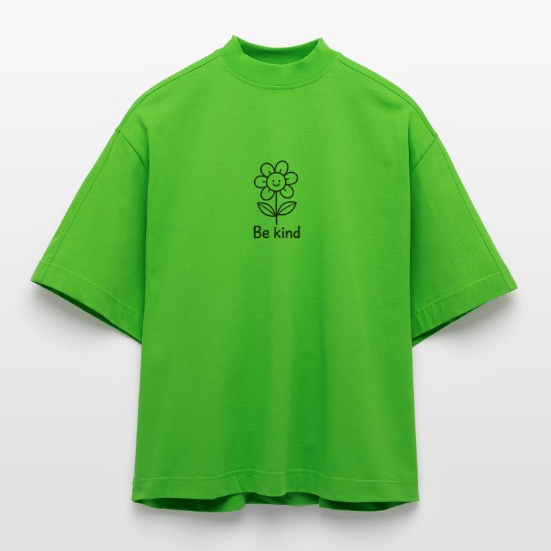 Fleur joyeuse avec message T-shirt bio épais oversize Boxy fabriqué en UE