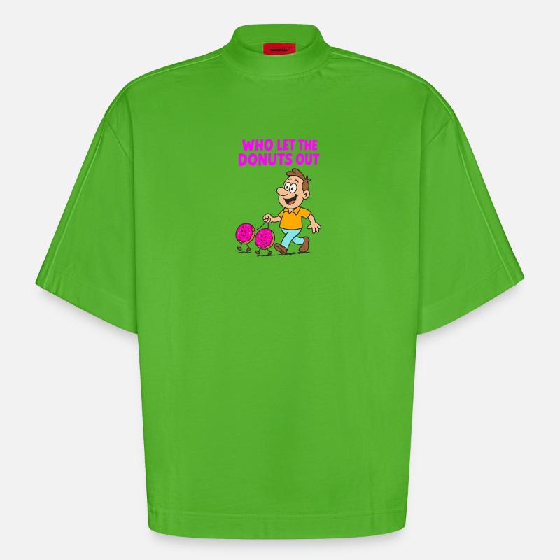 Conception d’expression de beignet humoristique - T-shirt bio épais oversize Boxy fabriqué en UE - Apple Neon