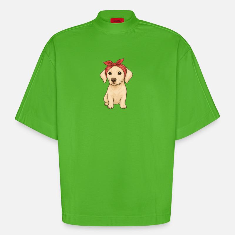 Little Labrador - Heavyweight Oversized Organic Boxy T-Shirt Made in EU - Apple Neon