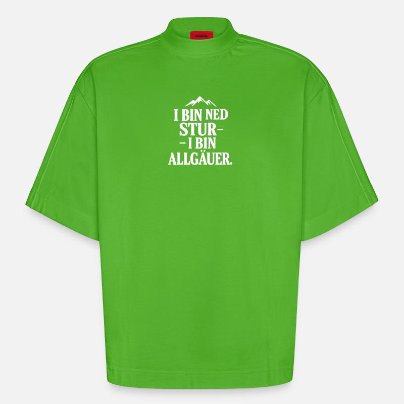 Fierté du dialecte de l’Allgäu - T-shirt bio épais oversize Boxy fabriqué en UE - Apple Neon