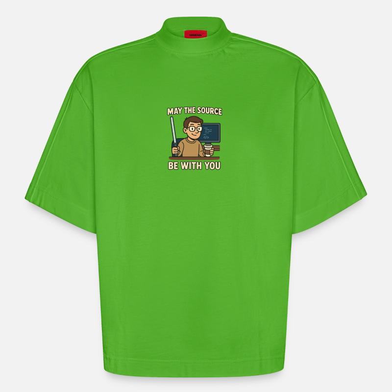 Que la Source soit avec vous - T-shirt bio épais oversize Boxy fabriqué en UE - Apple Neon