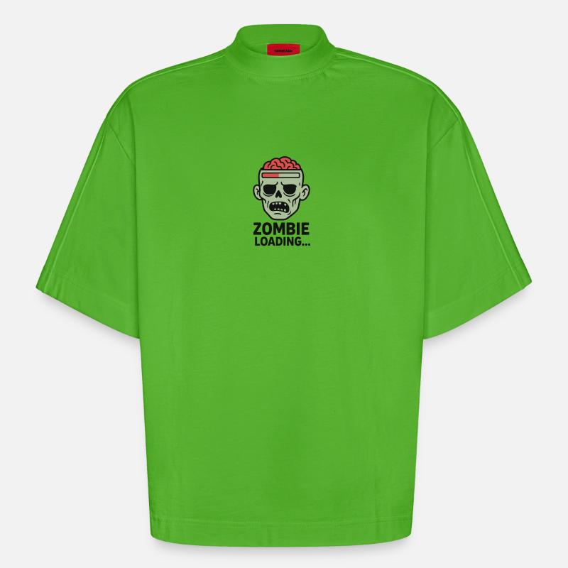 Zombie Loading Schädel Grafik - Heavyweight Oversized Organic Boxy T-Shirt Made in EU - Apple Neon