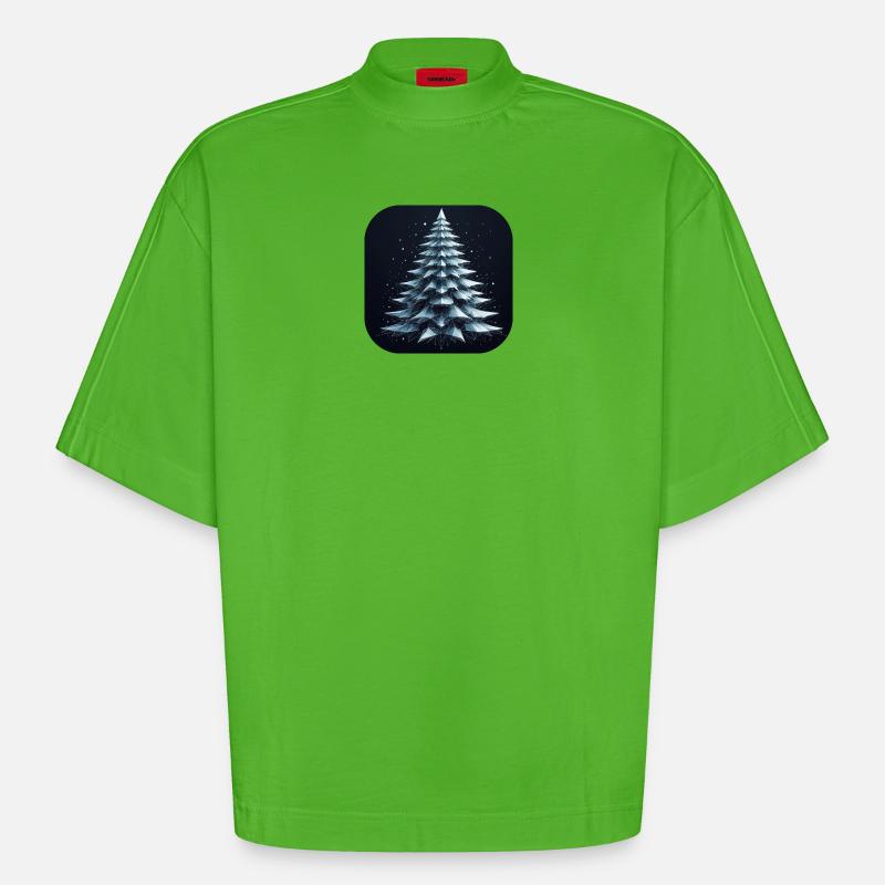 Weihnachtsbaum Tannenbaum Polygone Grün - Heavyweight Oversized Organic Boxy T-Shirt Made in EU - Apple Neon