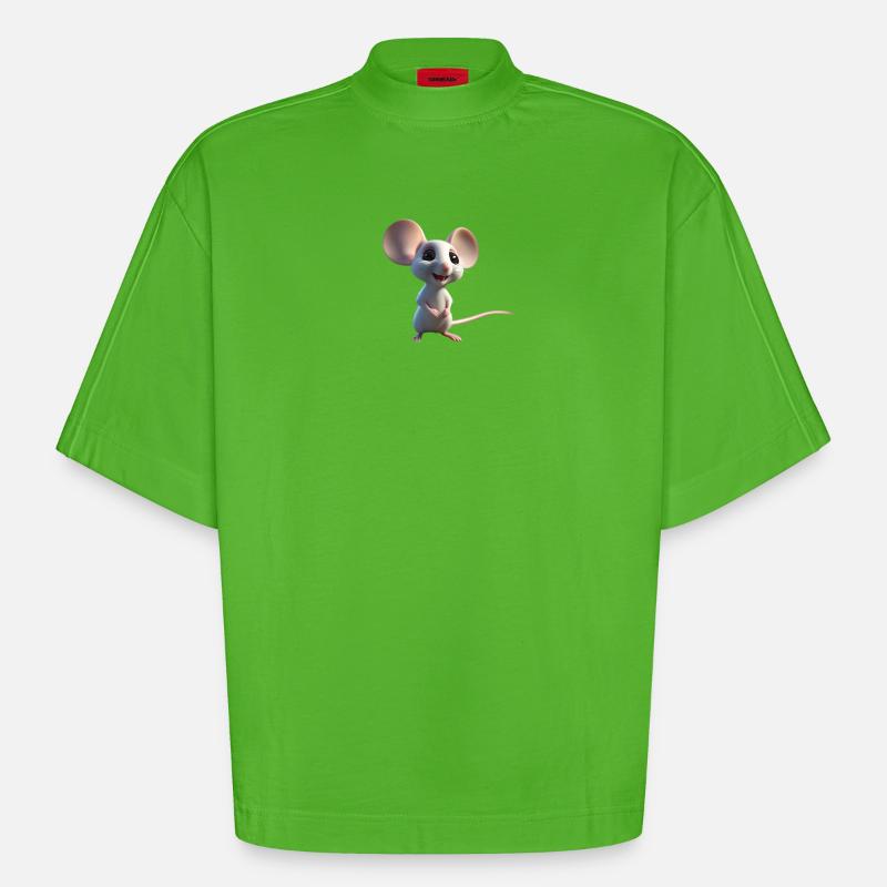 Mouse 2 - Heavyweight Oversized Organic Boxy T-Shirt Made in EU - Apple Neon